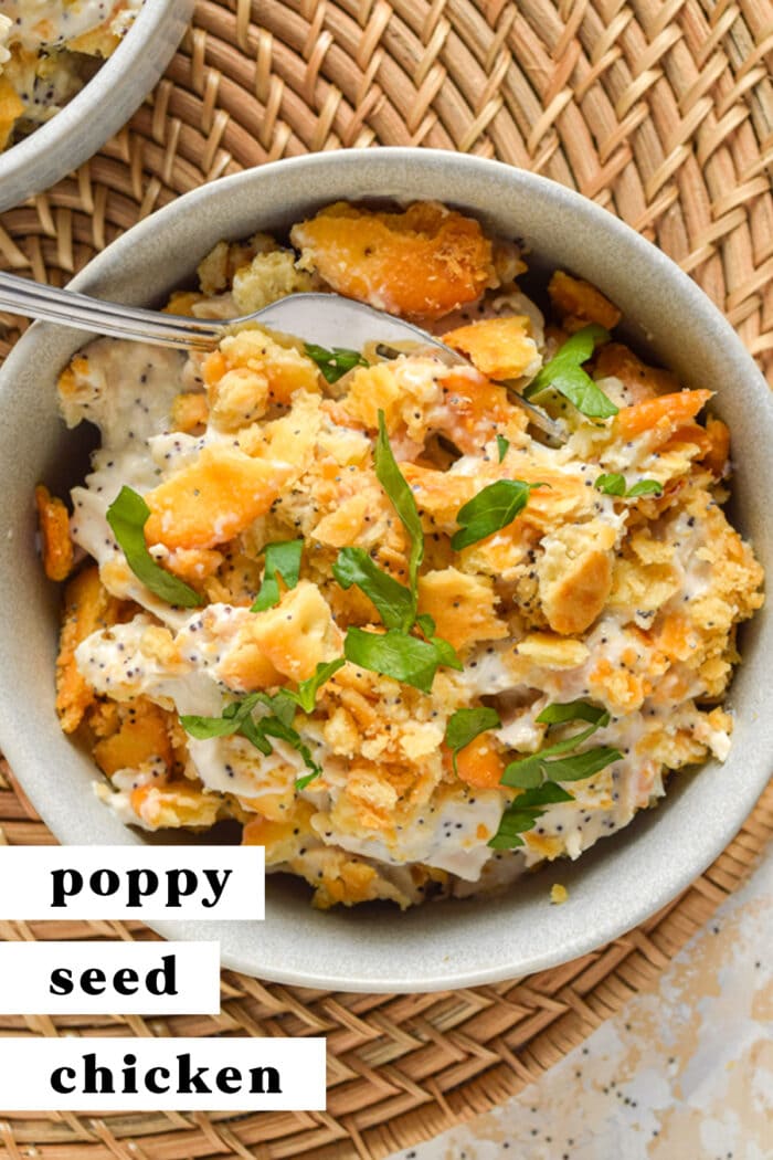 Pinterest graphic for poppy seed chicken