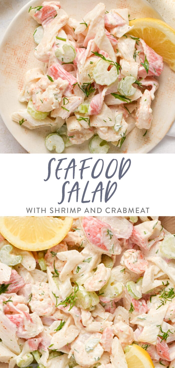 Pinterest graphic for seafood salad