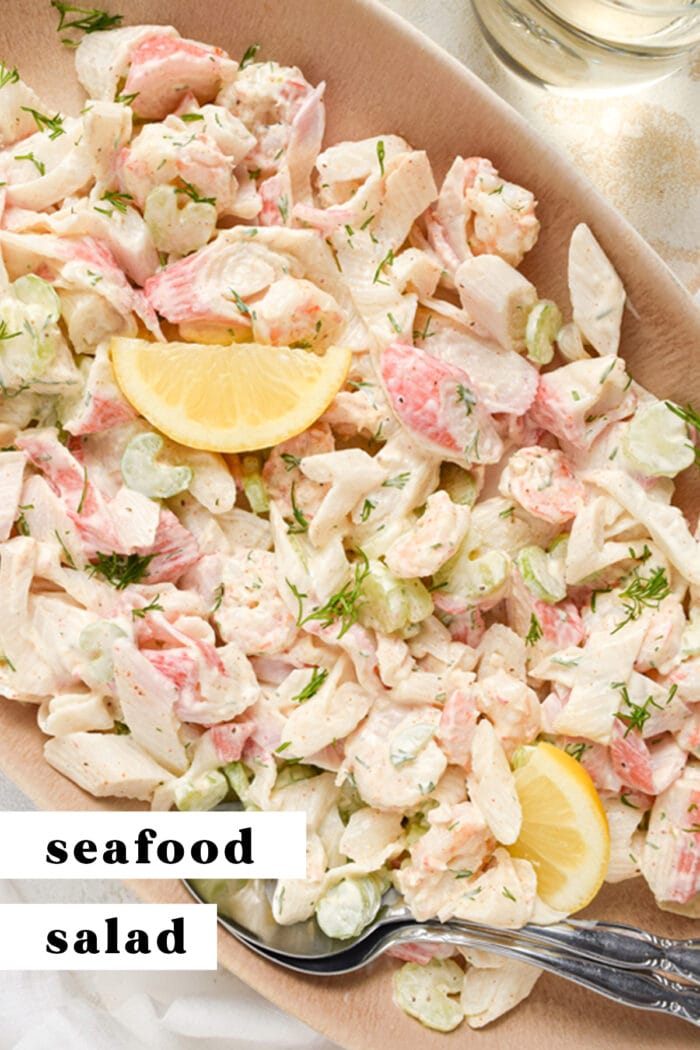 Pinterest graphic for seafood salad