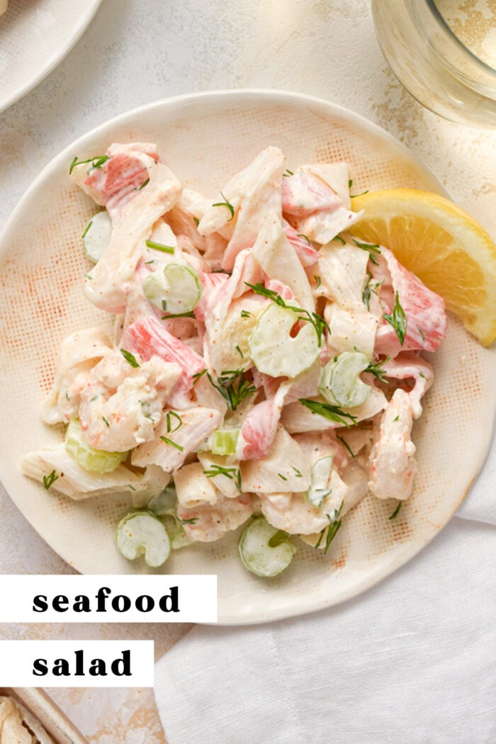 Pinterest graphic for seafood salad