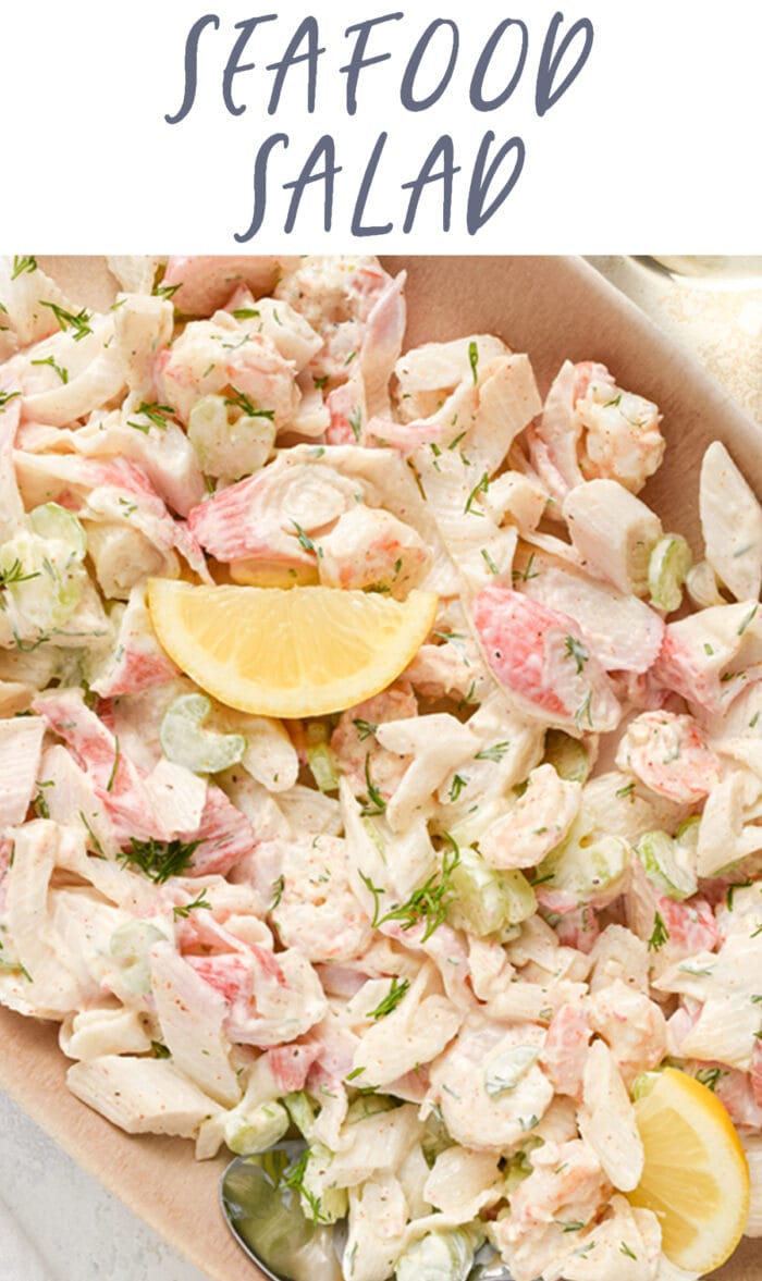 Pinterest graphic for seafood salad