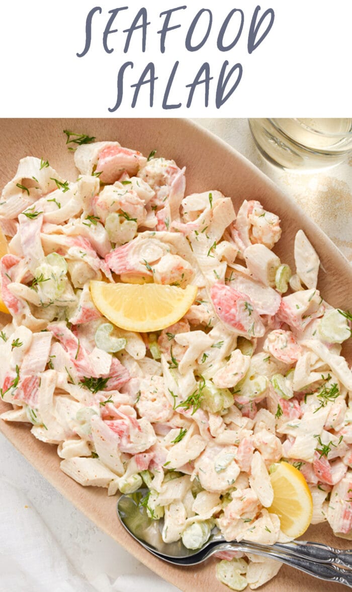 Pinterest graphic for seafood salad