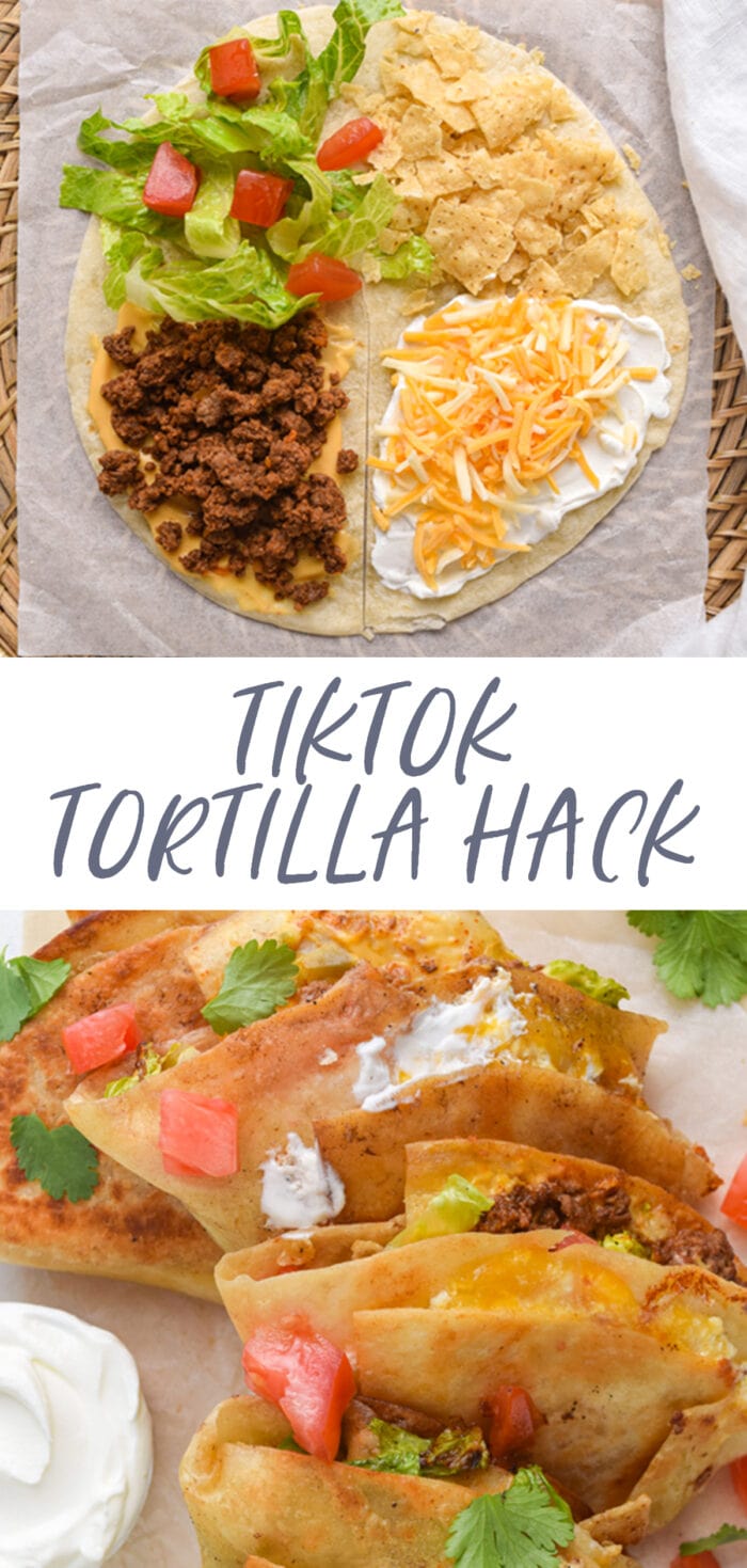 Pinterest graphic for Mexican tortilla wrap hack (TikTok tortilla hack)