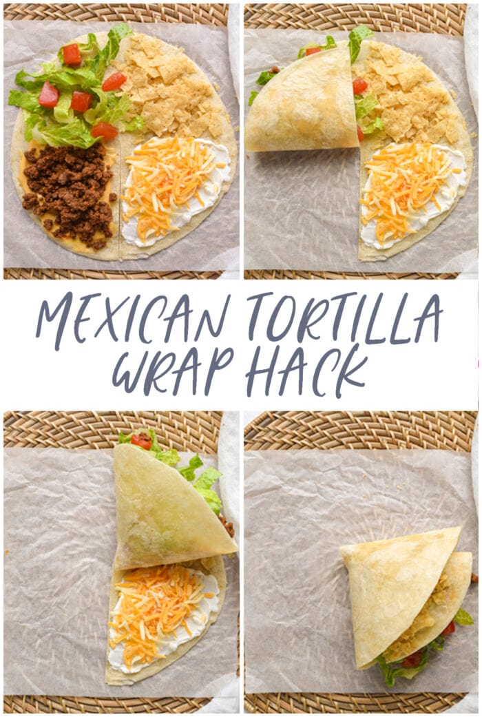 Pinterest graphic for Mexican tortilla wrap hack (TikTok tortilla hack)