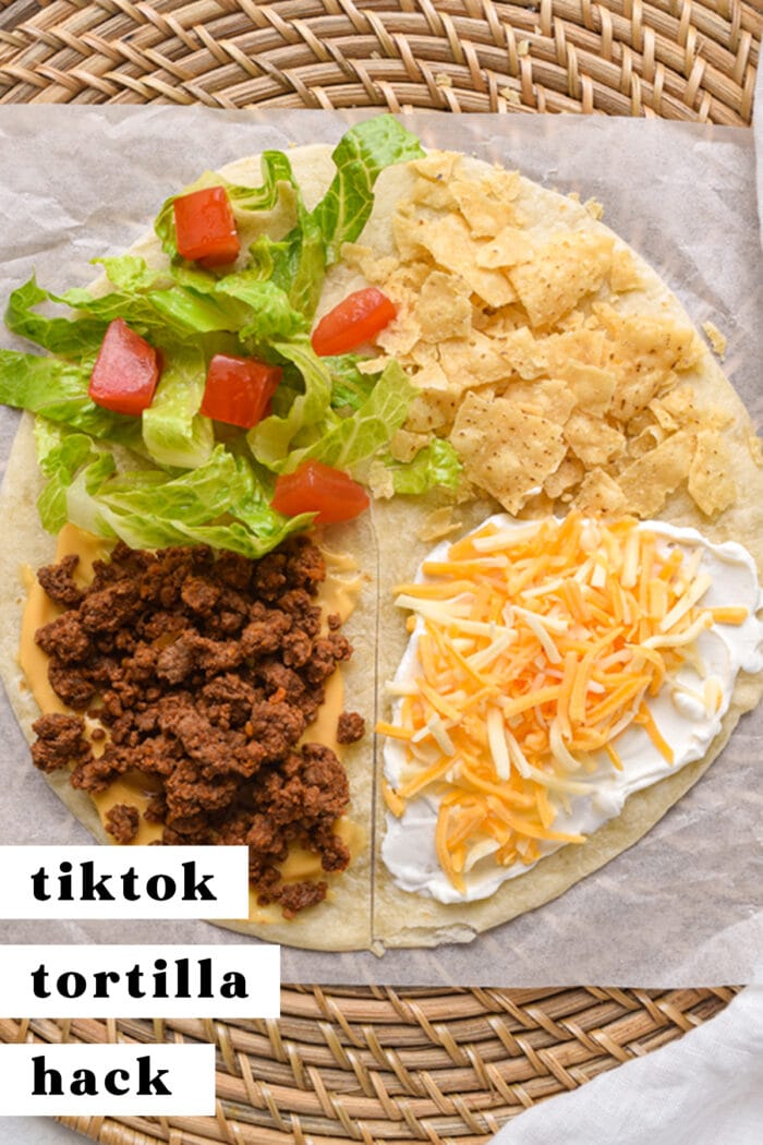 Pinterest graphic for Mexican tortilla wrap hack (TikTok tortilla hack)