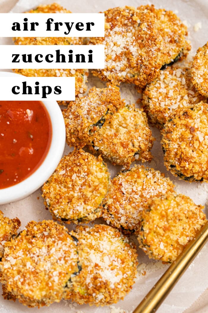 Pin graphic for air fryer zucchini chips