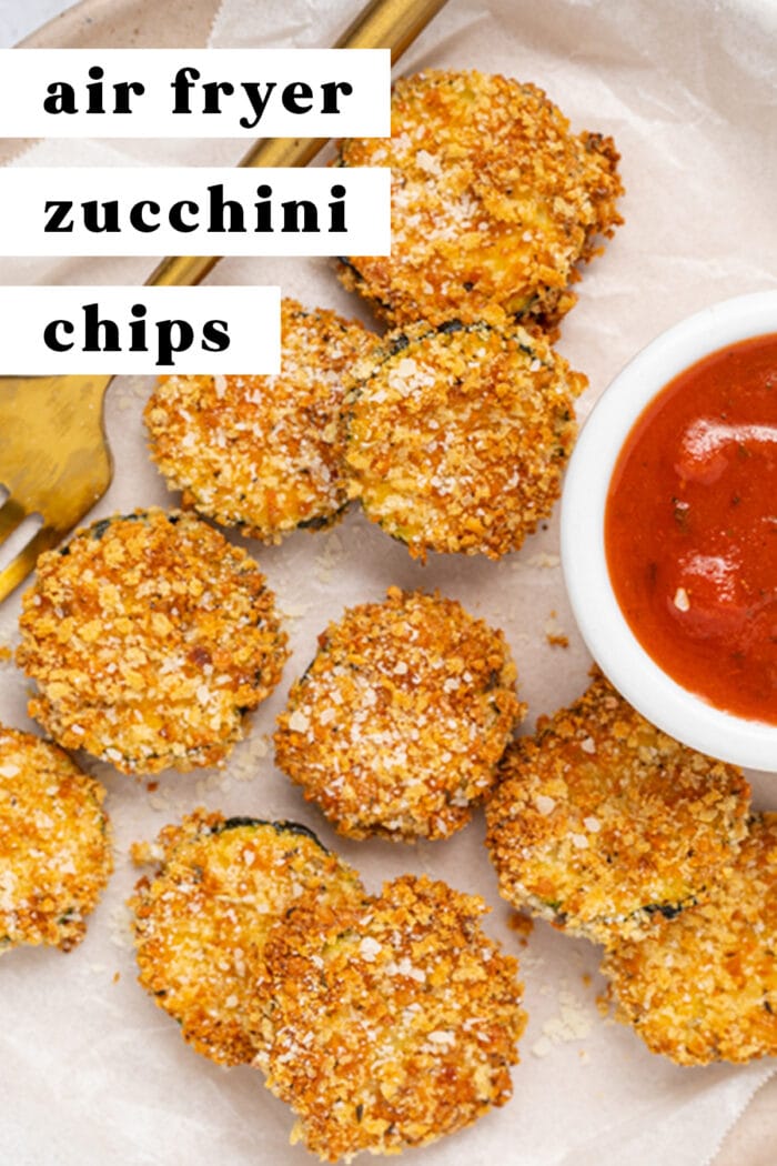 Pin graphic for air fryer zucchini chips