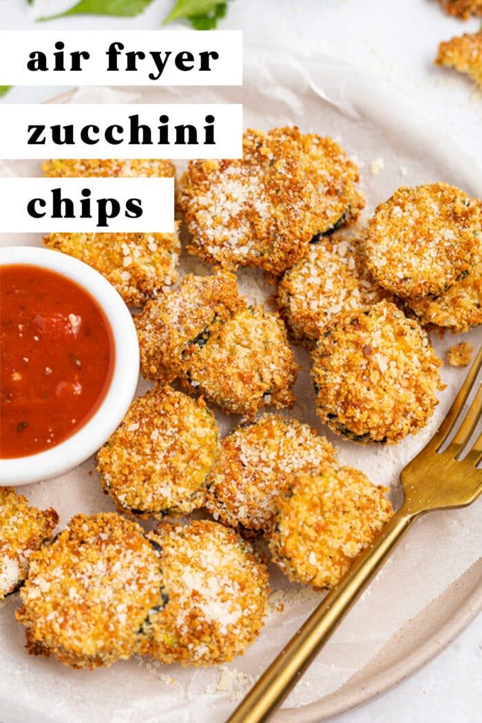 Pin graphic for air fryer zucchini chips