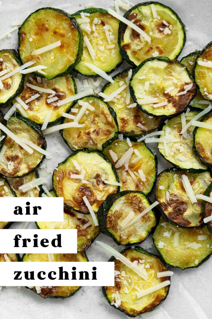 Pin graphic for air fried zucchini