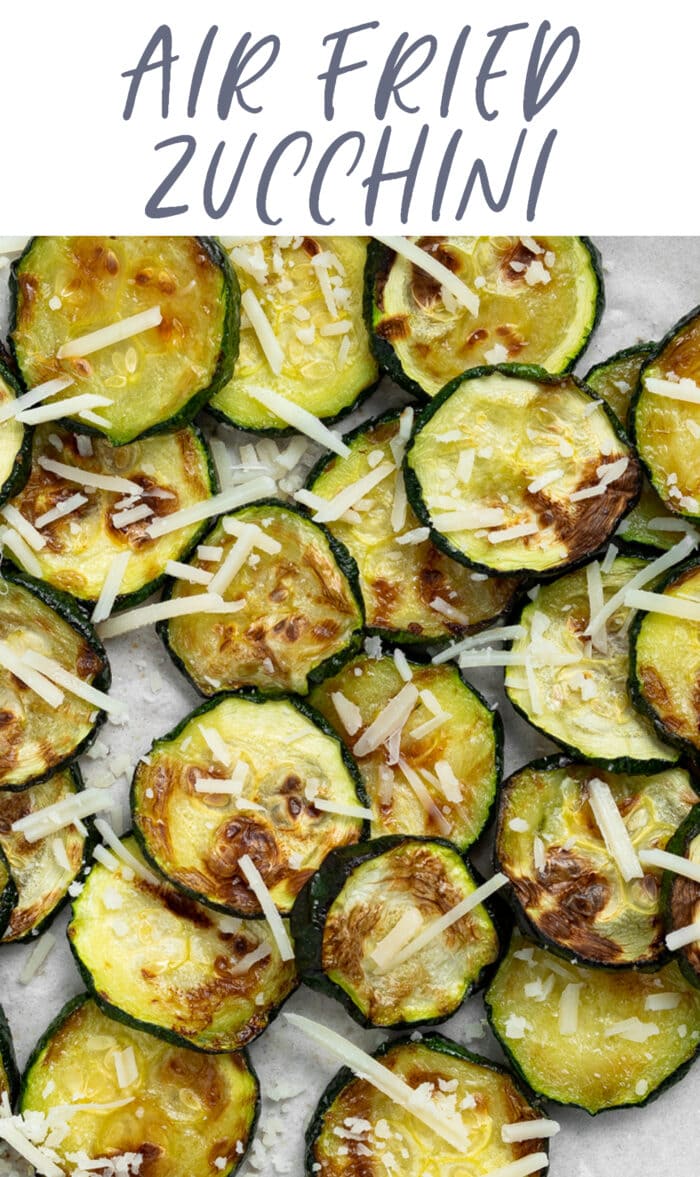 Pin graphic for air fried zucchini