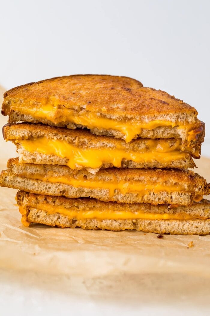 Stack of air fried grilled cheese sandwiches