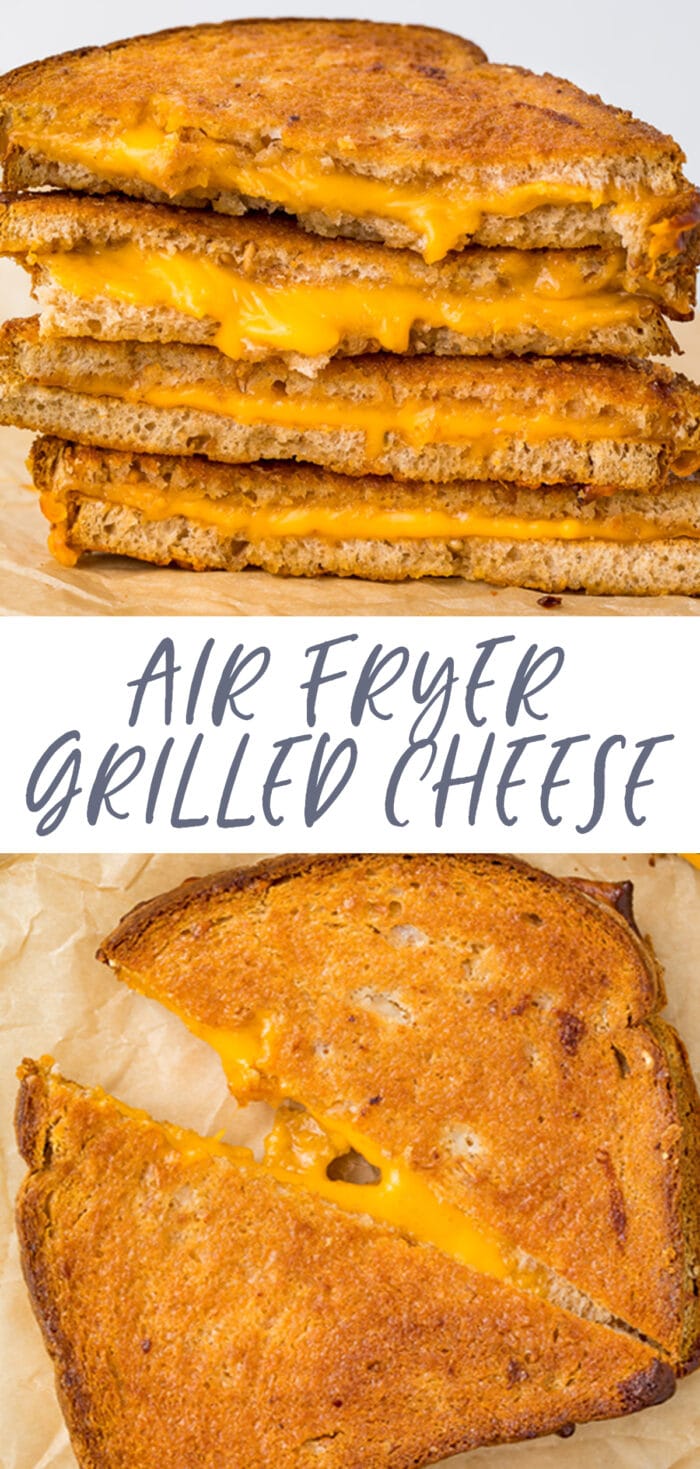 Pin graphic for air fryer grilled cheese