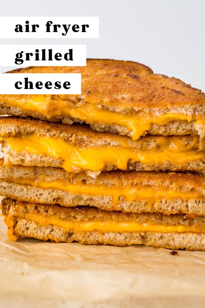 Pin graphic for air fryer grilled cheese