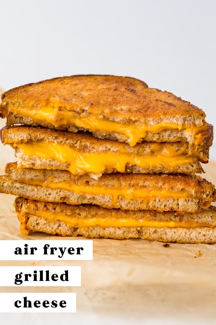 Pin graphic for air fryer grilled cheese