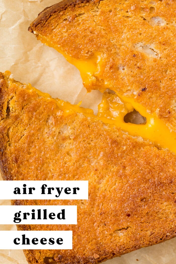 Pin graphic for air fryer grilled cheese