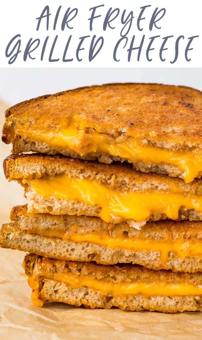 Pin graphic for air fryer grilled cheese