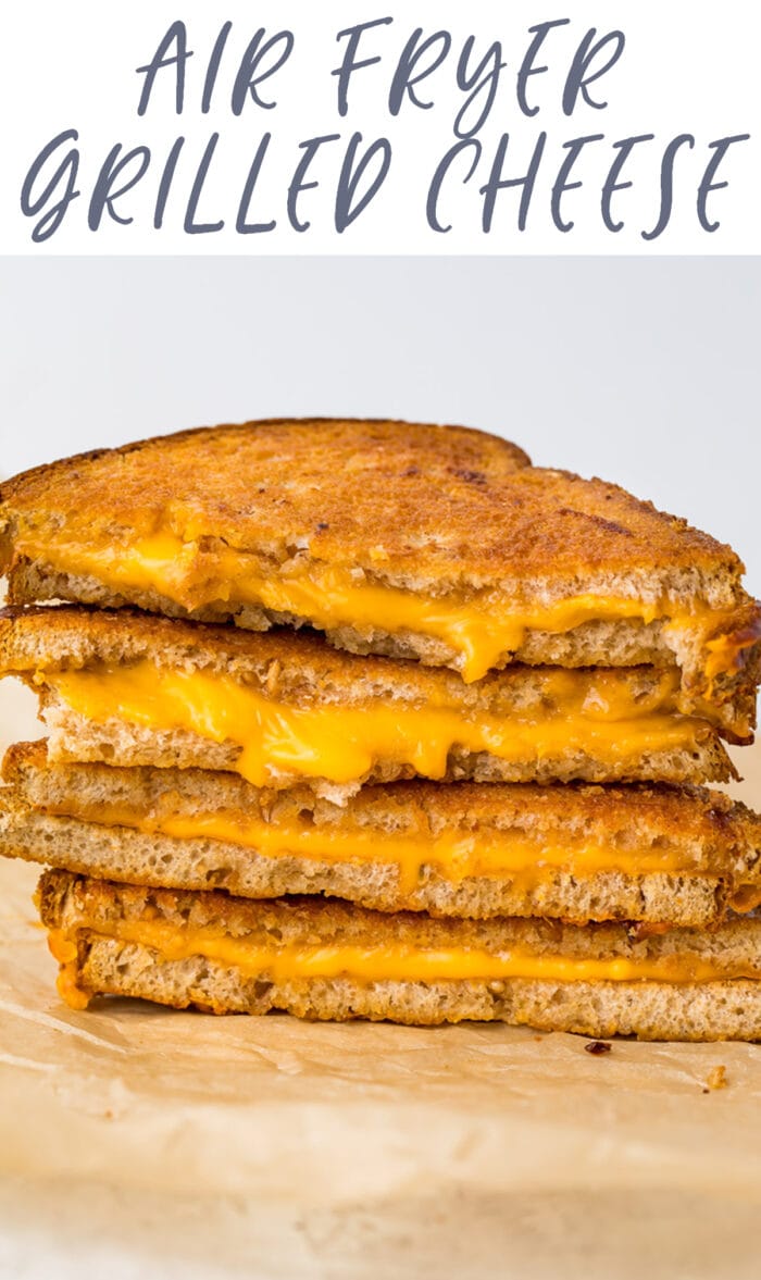 Pin graphic for air fryer grilled cheese