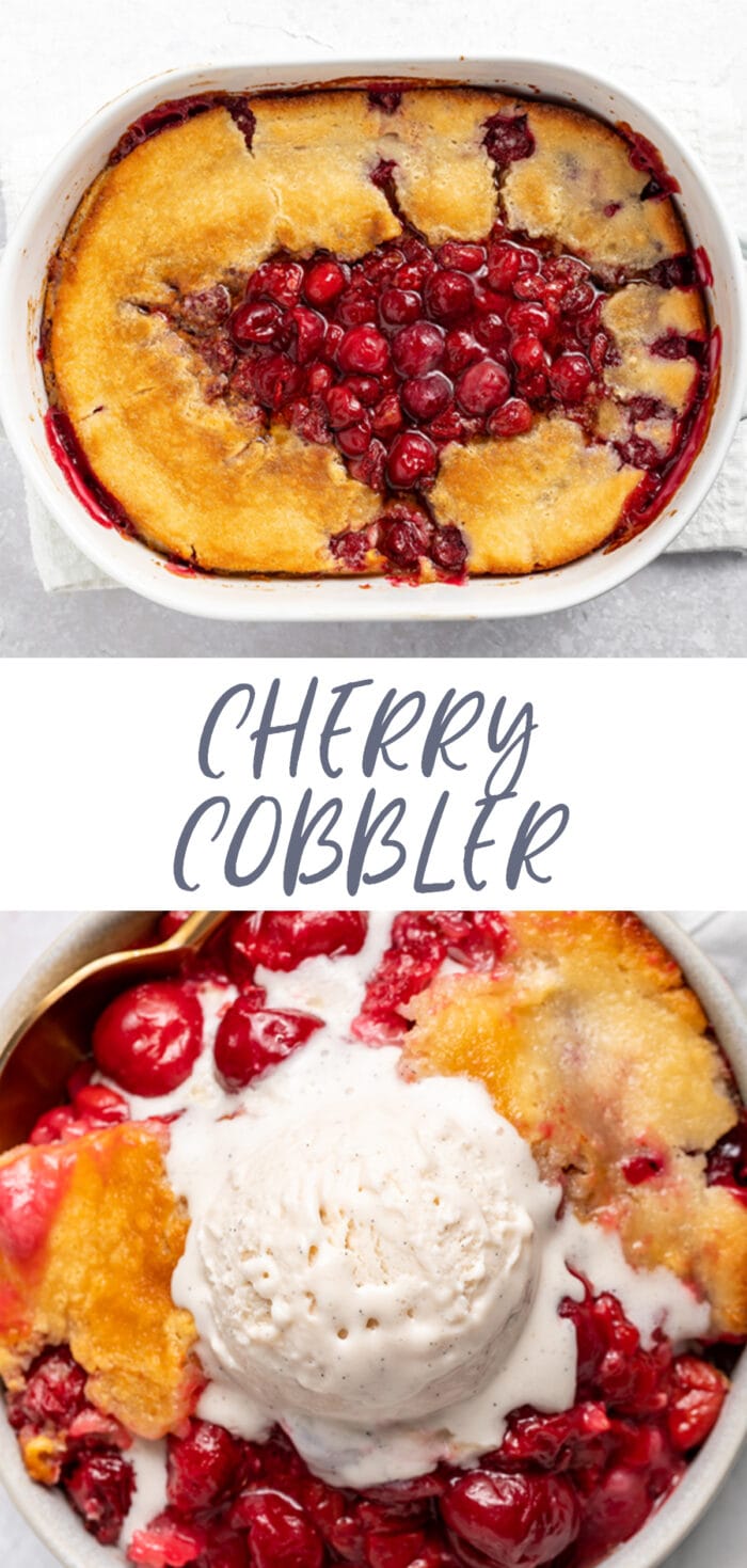 Pin graphic for cherry cobbler