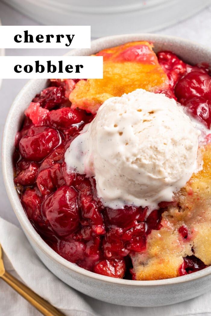 Pin graphic for cherry cobbler