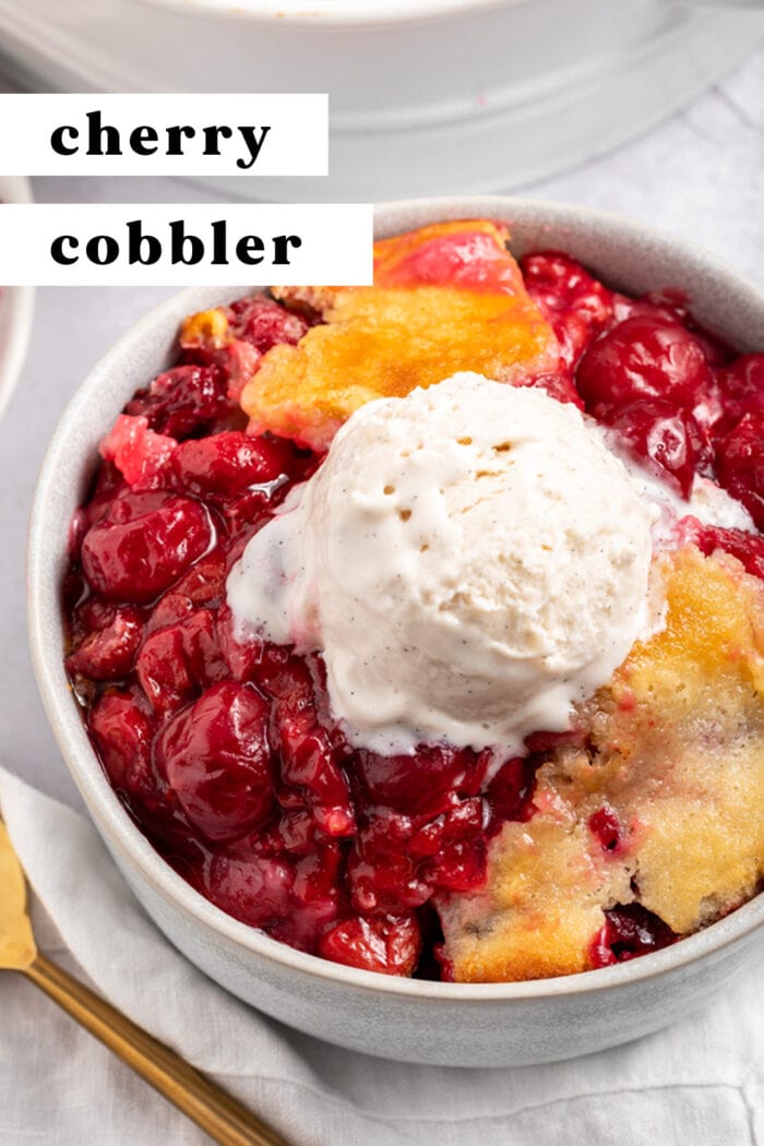 Pin graphic for cherry cobbler