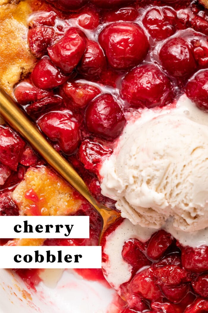 Pin graphic for cherry cobbler