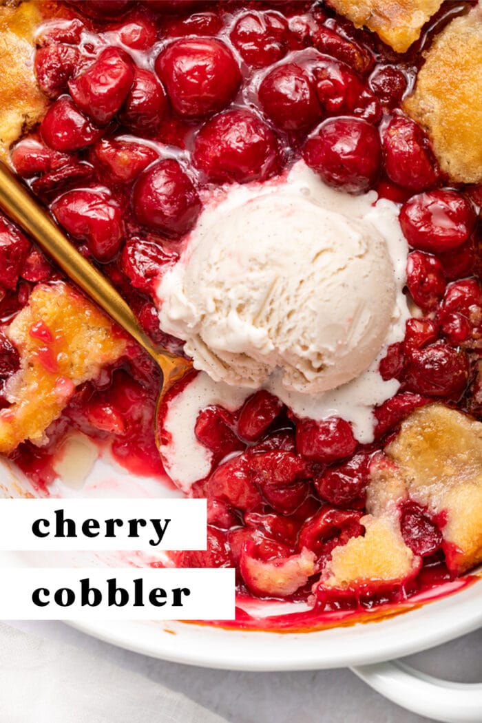 Pin graphic for cherry cobbler