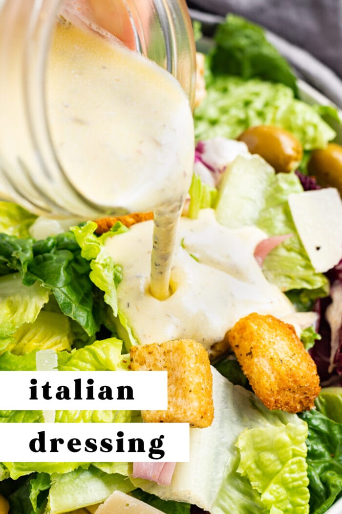 Pin graphic for creamy Italian dressing