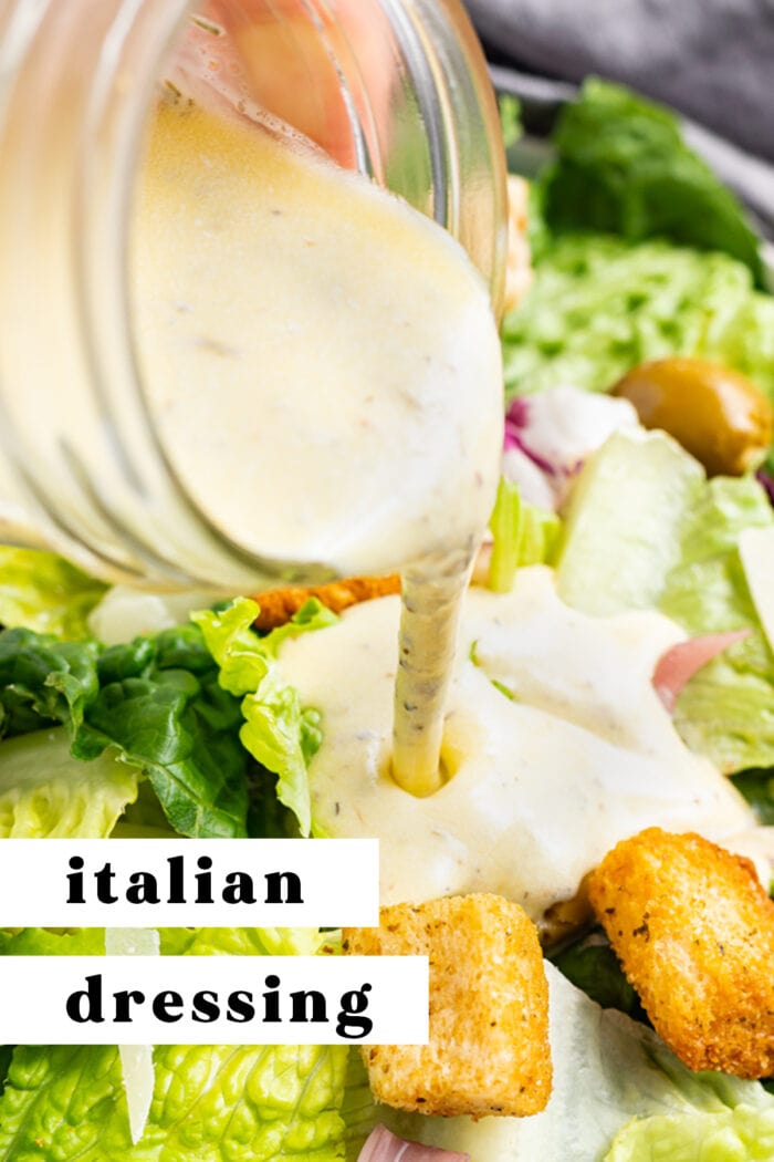 Pin graphic for creamy Italian dressing