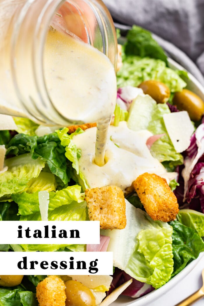 Pin graphic for creamy Italian dressing