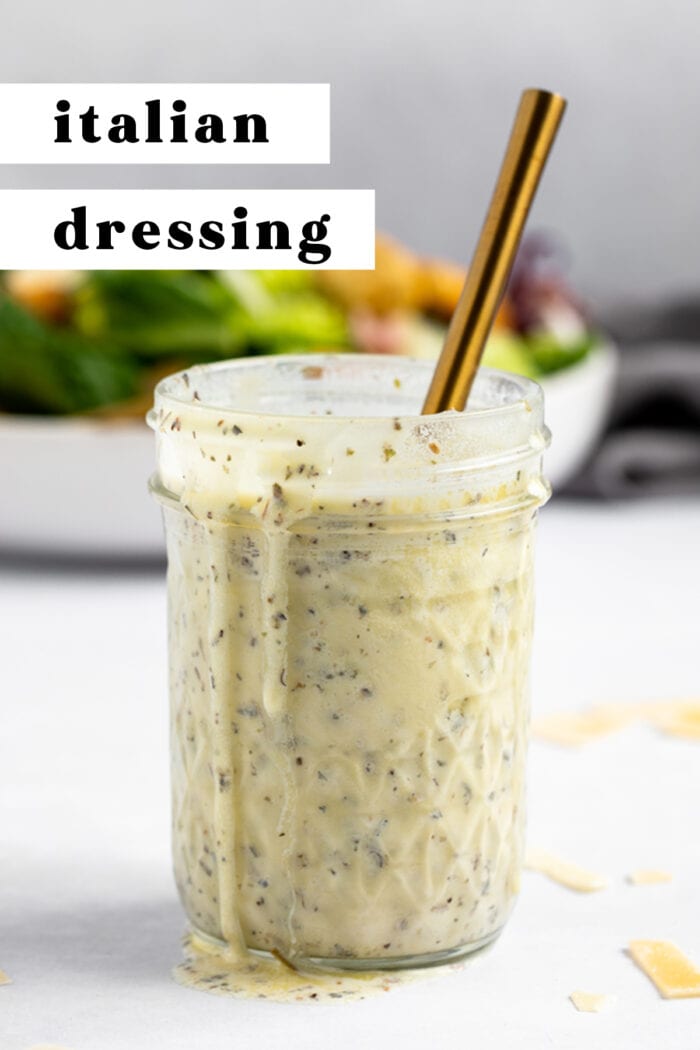 Pin graphic for creamy Italian dressing