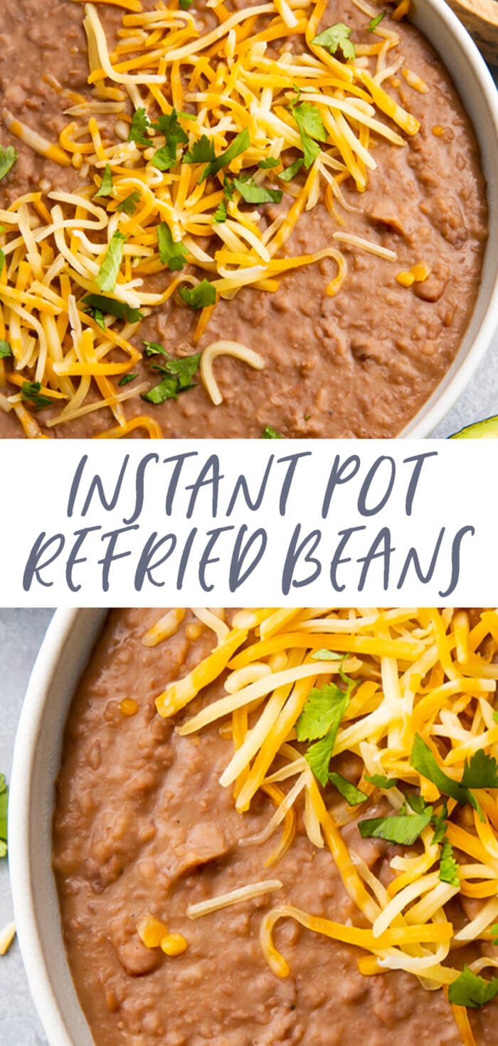 Pin graphic for Instant Pot refried beans