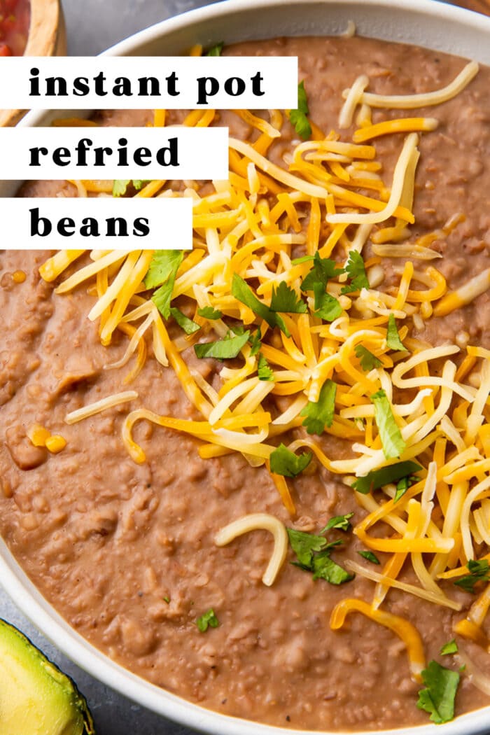 Pin graphic for Instant Pot refried beans