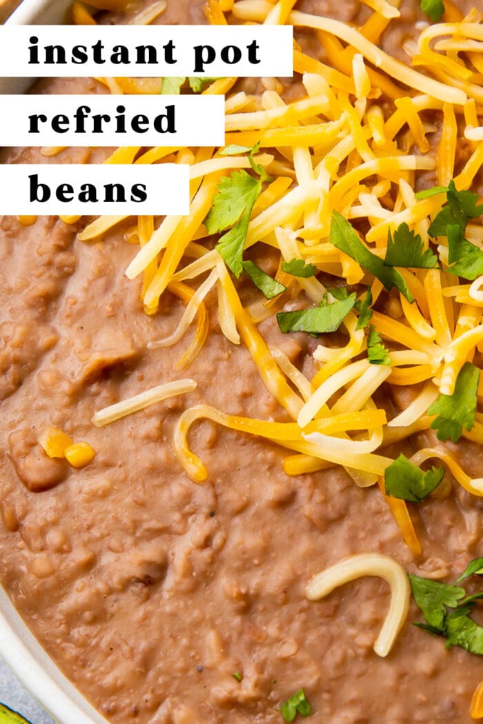 Pin graphic for Instant Pot refried beans