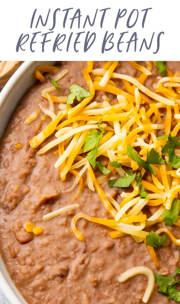 Pin graphic for Instant Pot refried beans