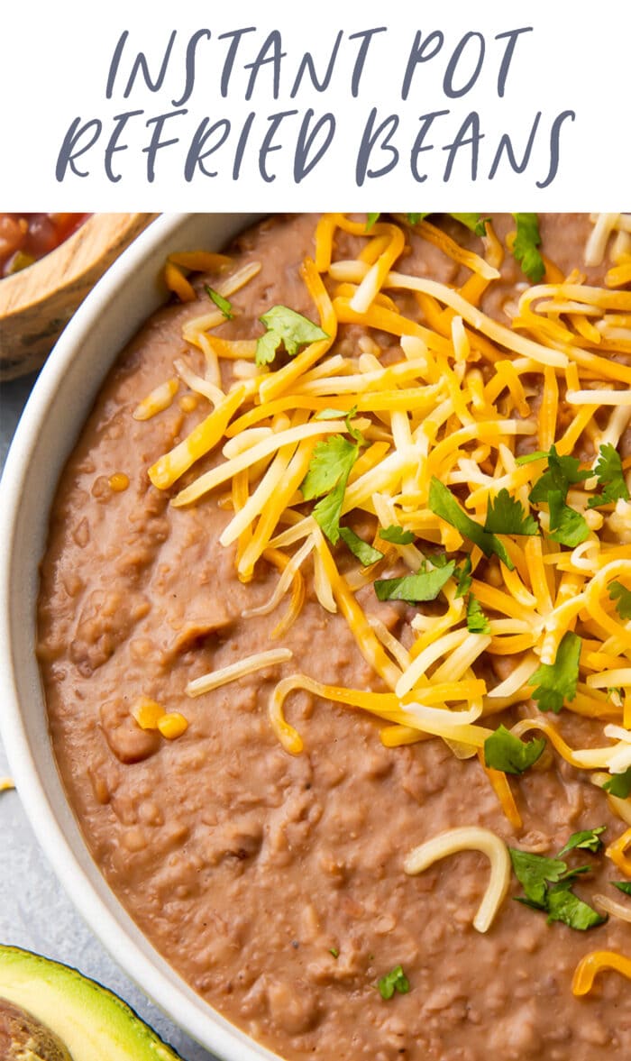 Pin graphic for Instant Pot refried beans