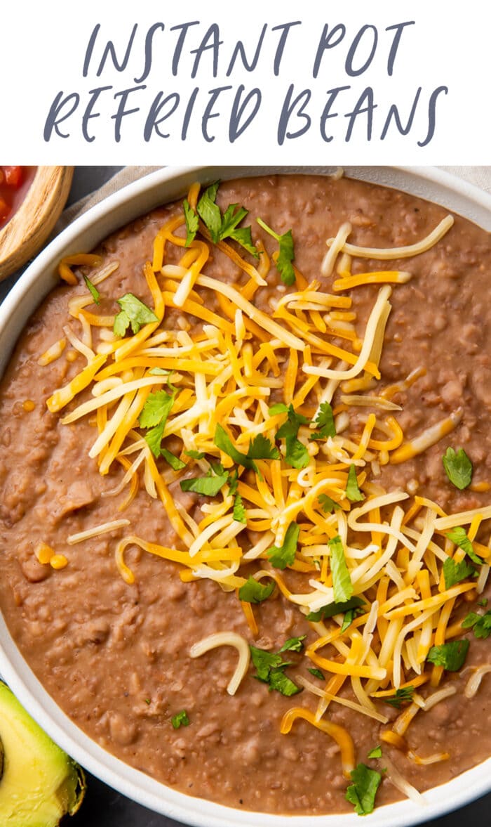 Pin graphic for Instant Pot refried beans