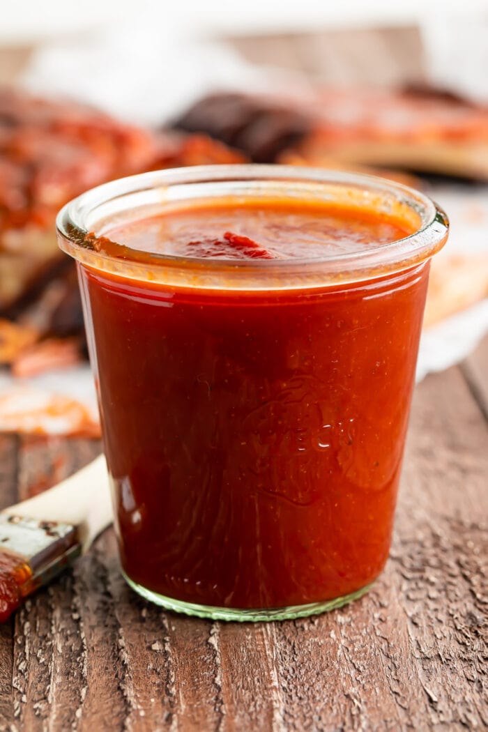 Glass of keto bbq sauce