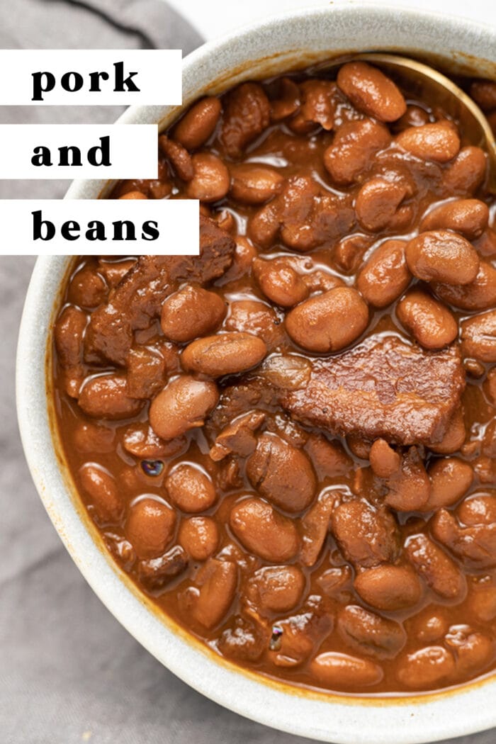 Pin graphic for pork and beans