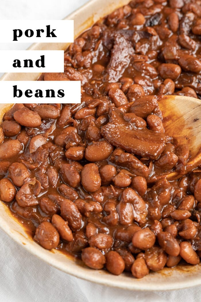 Pin graphic for pork and beans