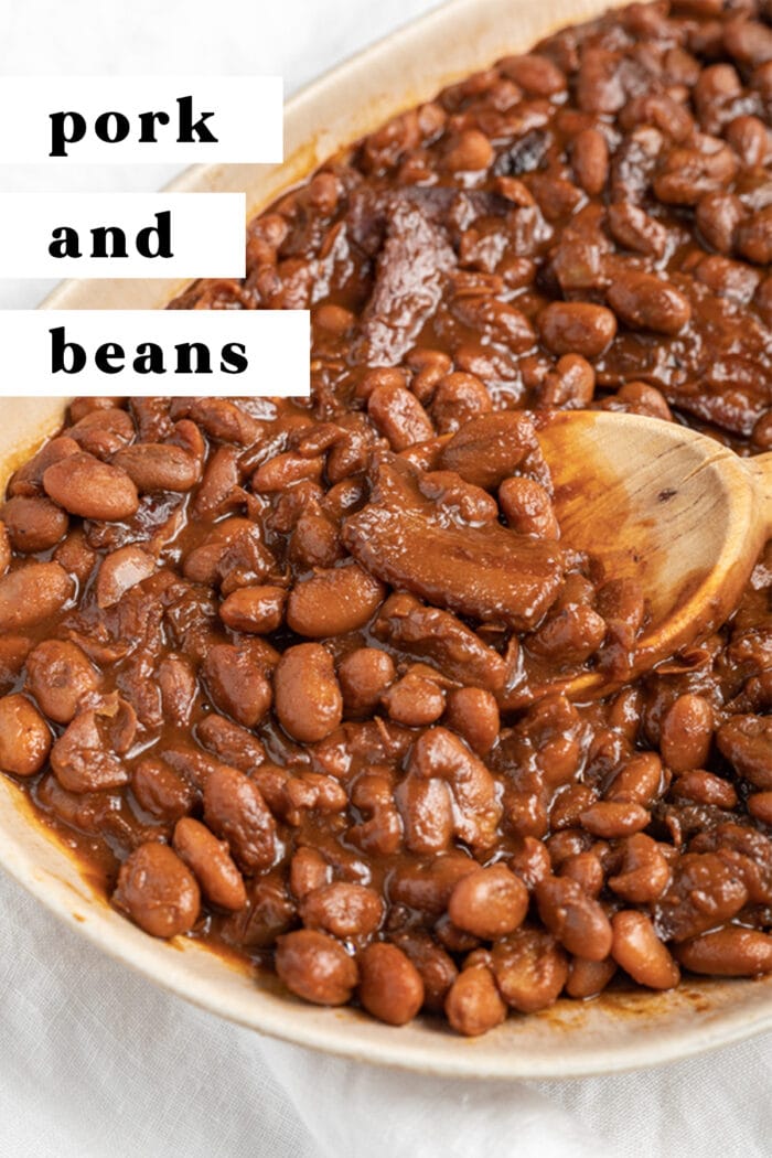 Pin graphic for pork and beans