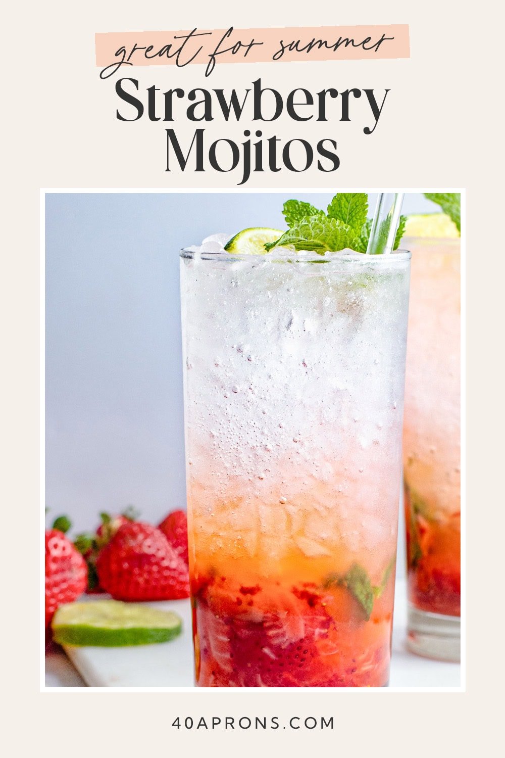 Pin graphic for strawberry mojito.