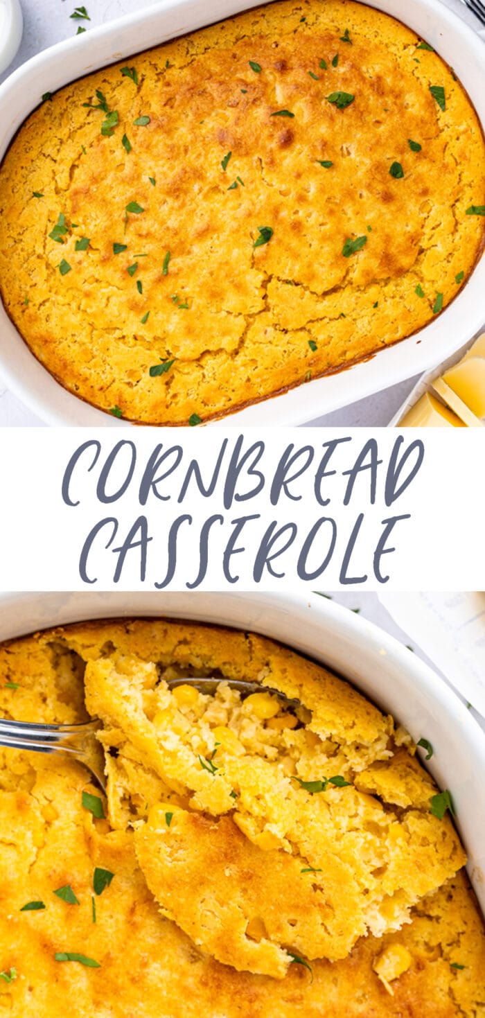 Pin graphic for cornbread casserole