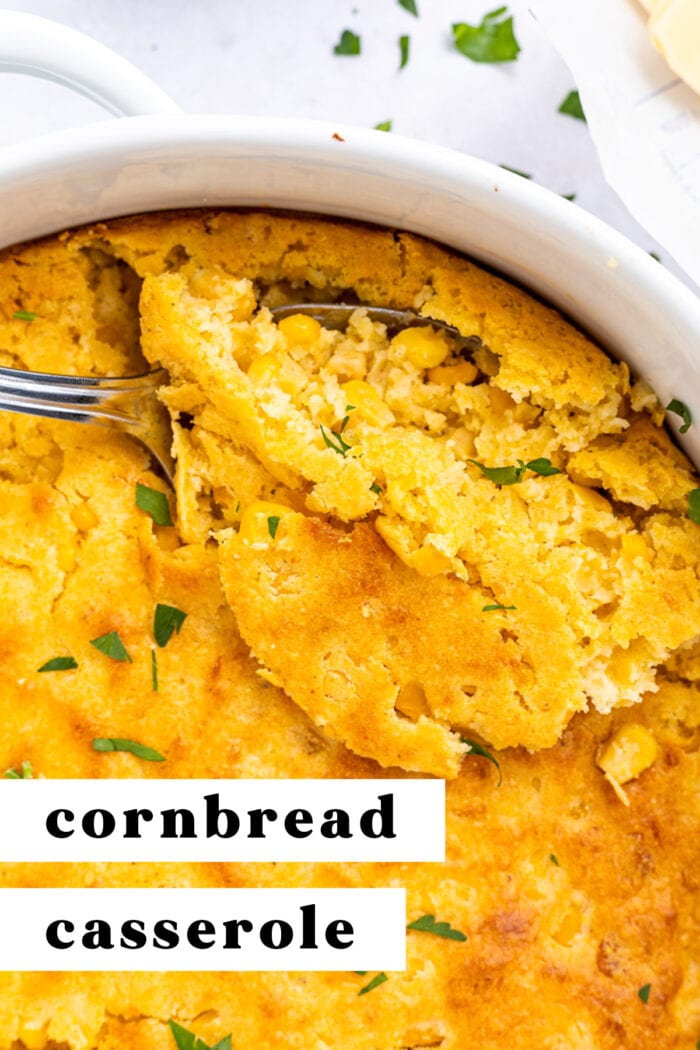 Pin graphic for cornbread casserole