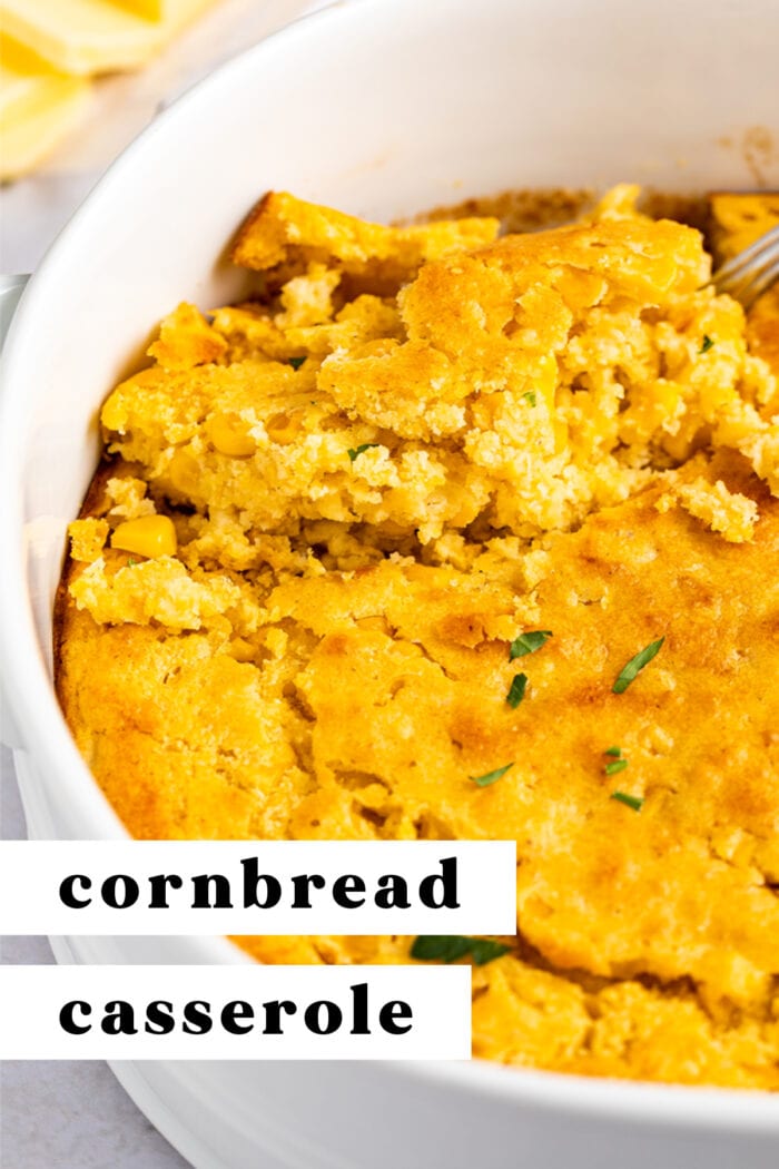 Pin graphic for cornbread casserole