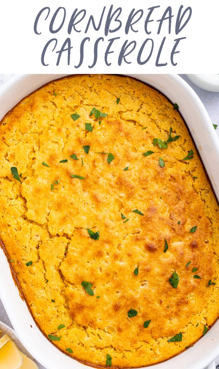 Pin graphic for cornbread casserole