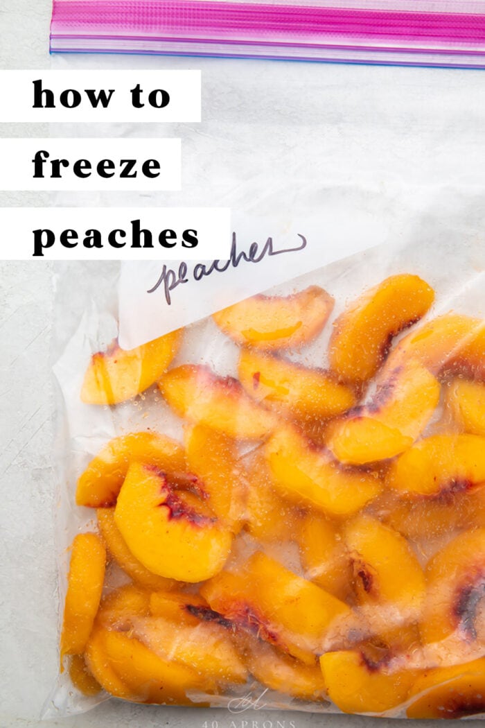 Pin graphic for how to freeze peaches