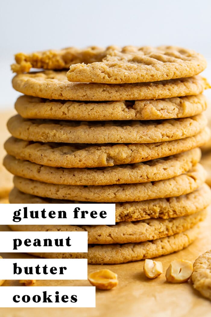 Pin graphic for gluten free peanut butter cookies