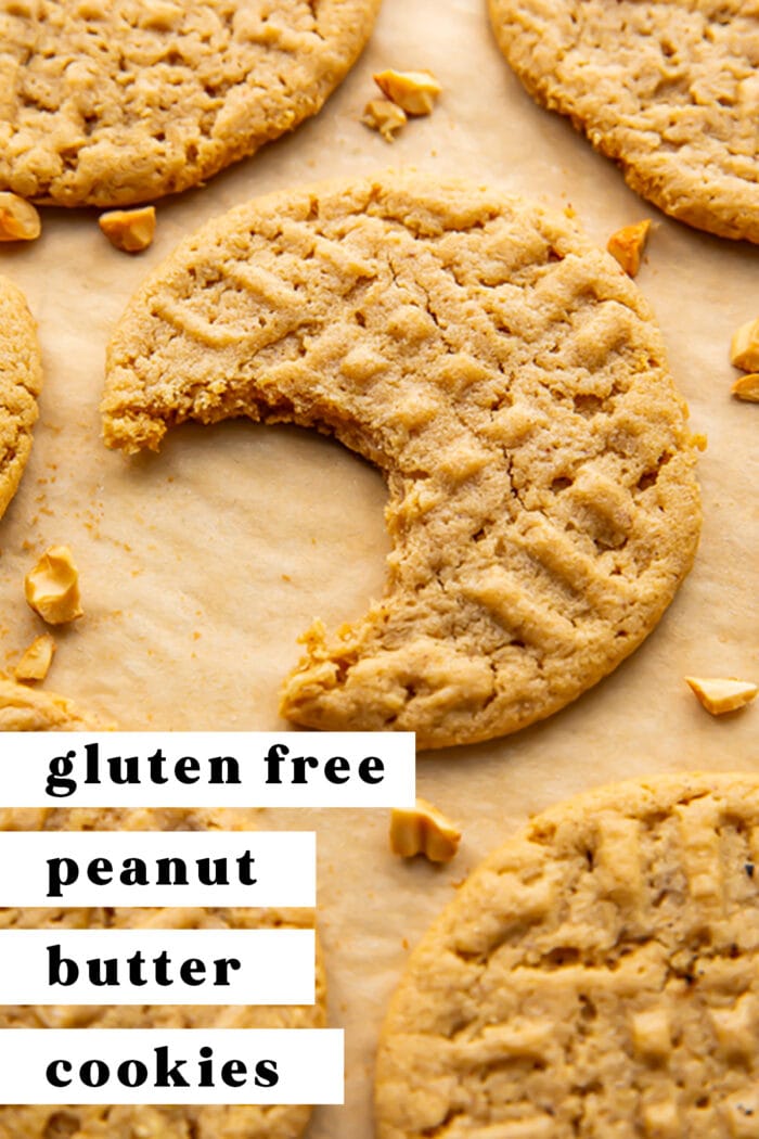 Pin graphic for gluten free peanut butter cookies