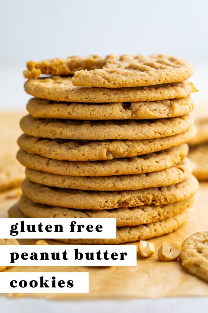 Pin graphic for gluten free peanut butter cookies