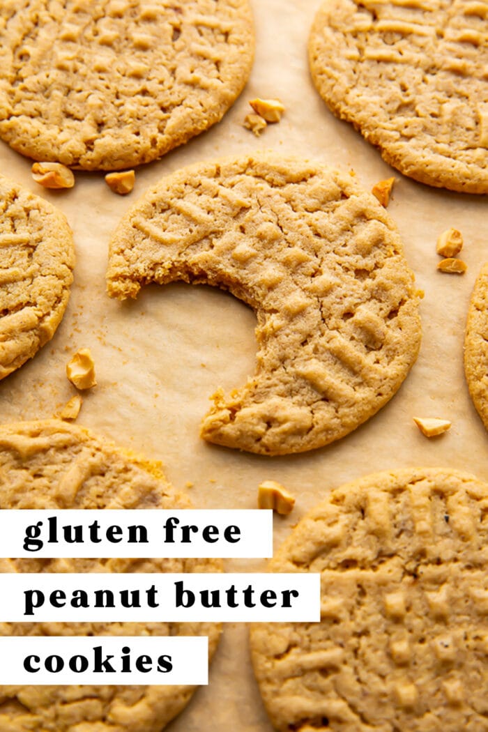 Pin graphic for gluten free peanut butter cookies